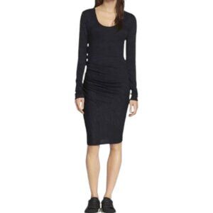 Rag & Bone Women's Twist Ruched Navy Long Sleeve Scoop Neck  Dress Size XS